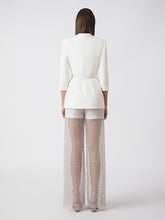 Sheer embellished pants with blazer